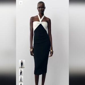 Zara Elegant Strapless Black and White Dress